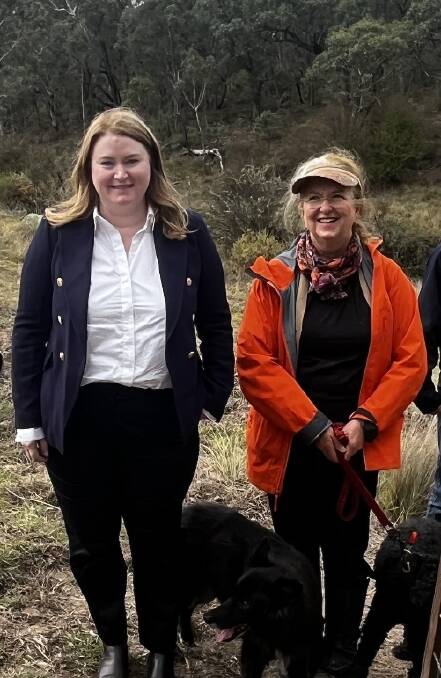 Agriculture Minister Tara Moriarty visited with landowner Deborah Kwa who is participating the state's government feral pig program. Picture supplied.