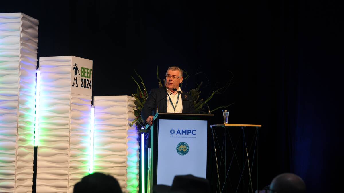 Agriculture minister Murray Watt speaking at the AMPC National Beef Carcase Competition this week. Picture by Ellouise Bailey.