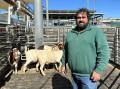 Ben Stanford, Parreora, Peak Hill, sold four Boer wethers to top the Dubbo goat sale at $270 a head on Tuesday. Picture by Elka Devney.