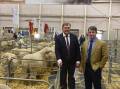 Don MacDonald, MacDonald Wool Brokers, Dubbo with Joshua Lamb, Endeavour Wool Exports. Photo by Helen De Costa. 