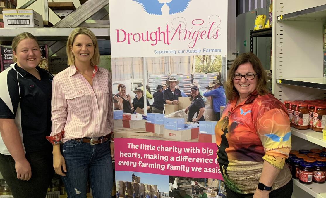 Drought Angels staff member Sallie Sommerfeld, Antola Trading Marketing Manager Kate Munsie and Drought Angels Fundraising/Events Team Leader Joanna Bender. Photo: supplied