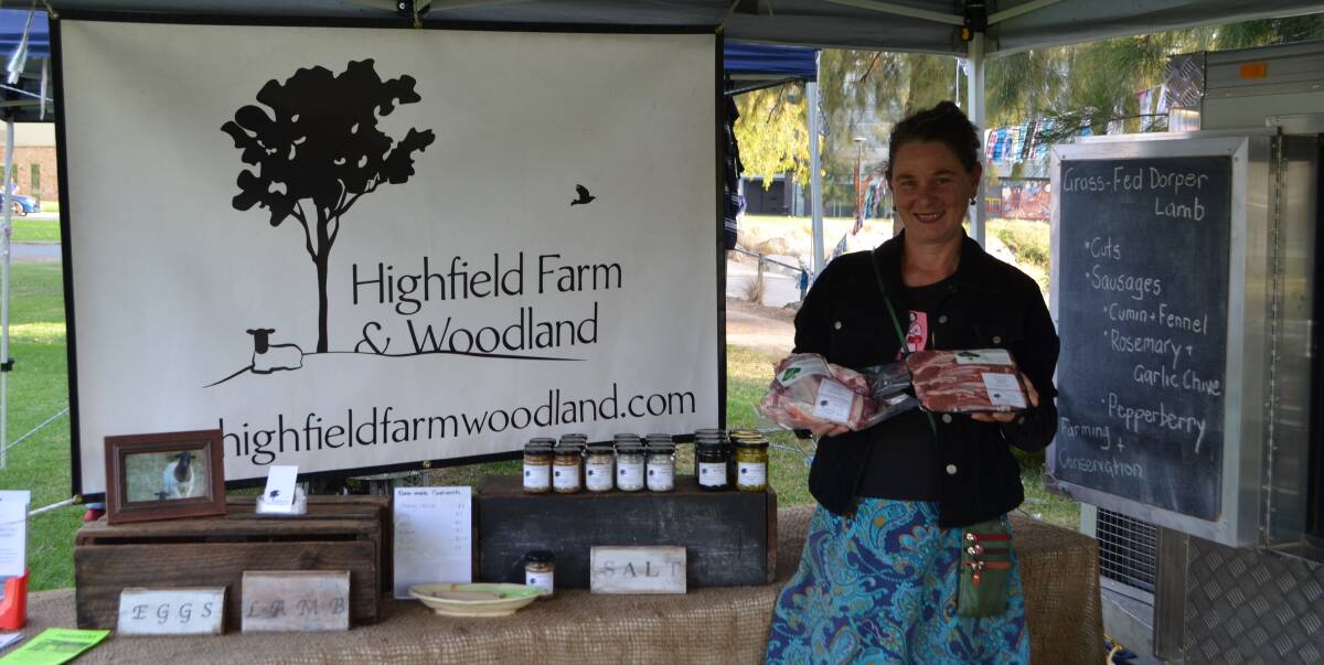 Louise Freckelton, Highfield Farm, Adelong, displaying her Dorper lamb products at the Wagga Wagga Farmer Markets. “Meat and food is what I am really interested in, and so we purchased 38 Dorper ewes to get us started.”