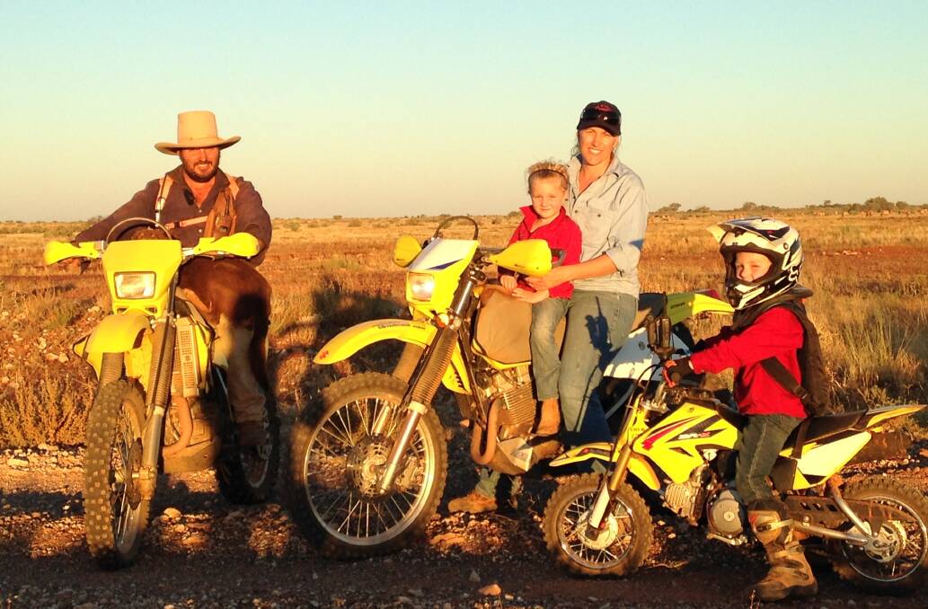 Loving the bush:'The Luckraft family from Allandy Station 250km north-west of Broken Hill. Photo: supplied.

