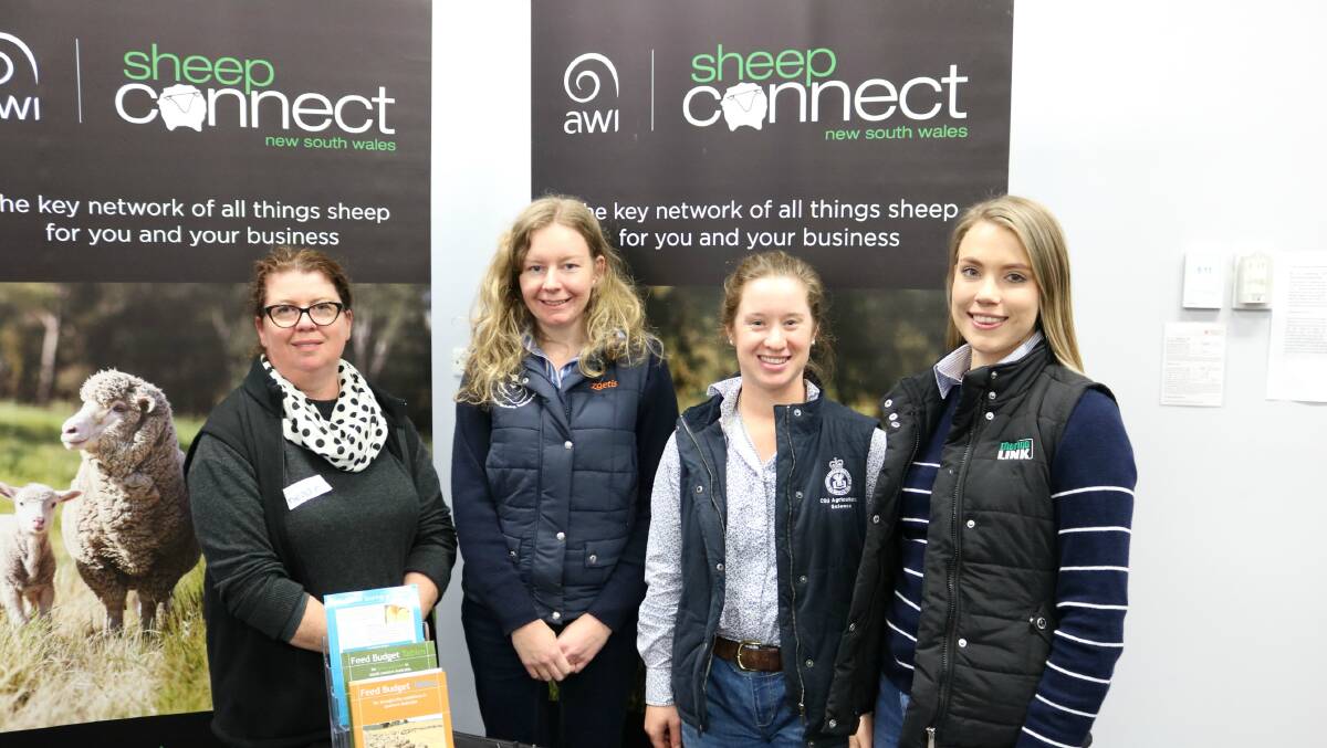 Megan Rogers, Sheep Connect, Adele Offley, Moses and Sons, Young, Grace Cornish, CSU Bachelor of Animal Science student and Rachael Gawn, Sally Martin Consulting, Young.