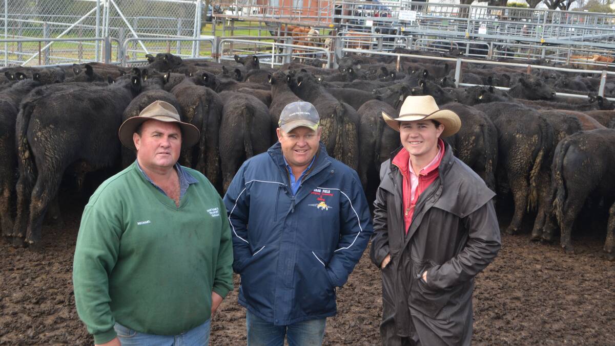 At the Tumut store cattle sale, three mates from Gundagai, Mick Hawthorne, Brad Field and Jake Smith are organising a stock drive to raise money to help a mate suffering from brain cancer.
