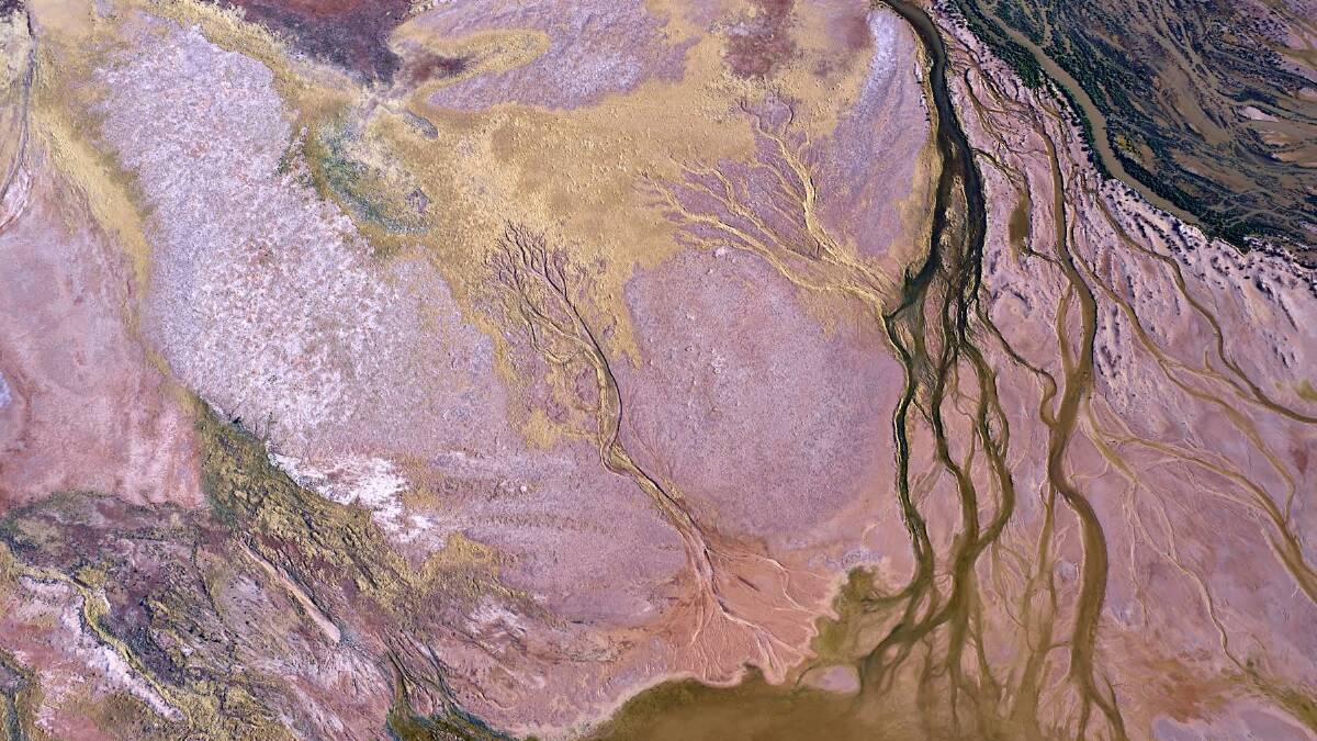 Desert beauty: Albury aerial photographer David Taylor captures the many moods of Lake Eyre in his latest exhibition due to open in December at MAMA. Photo: David Taylor.