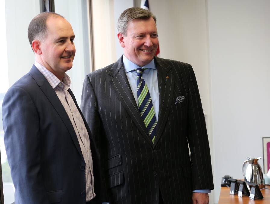 Ruralco managing director, Travis Dillon, has been praised by LifeLine Australia chairman, John Brogden (right) for donating all his $140,000 salary bonus to the charity.