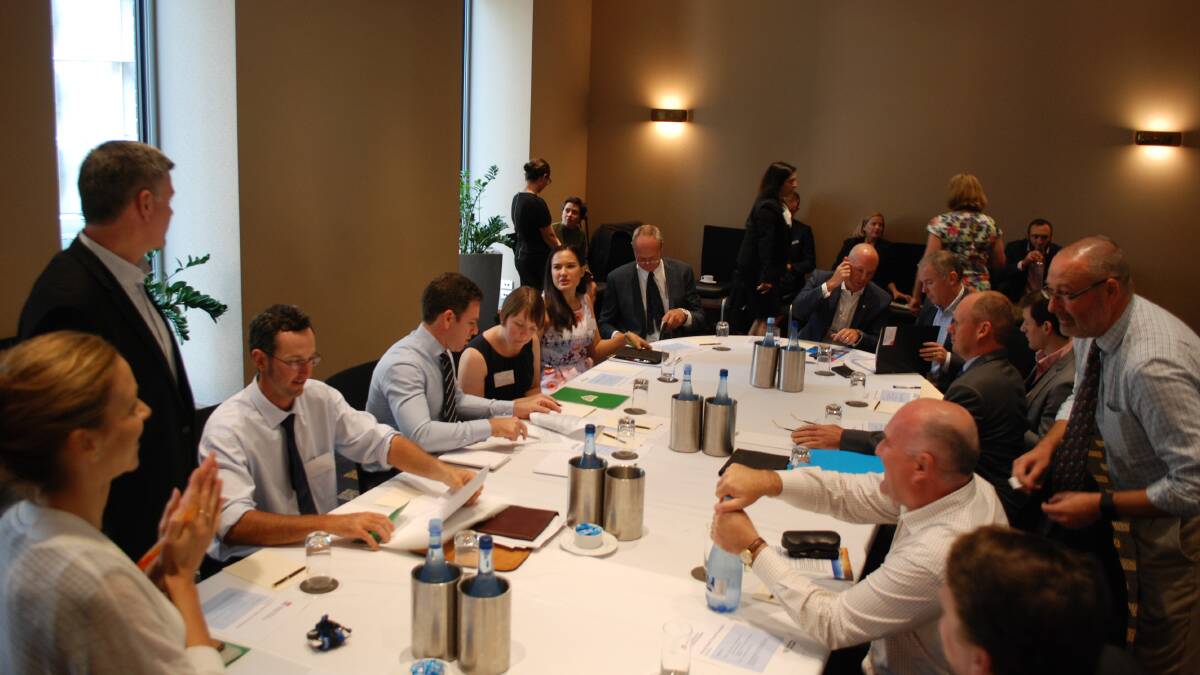 NSW Young Farmers reps prepare for their finance roundtable meeting with Primary Industries Minister Niall Blair in Sydney. 