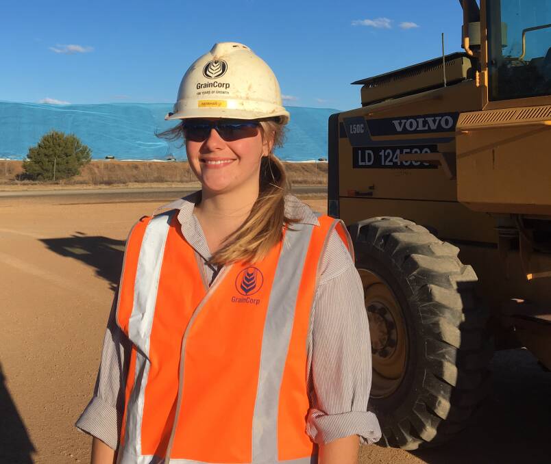 Siobhan Gleeson at the GrainCorp Narromine site near Dubbo. The upcoming winter harvest will be Siobhan's second with the company. 