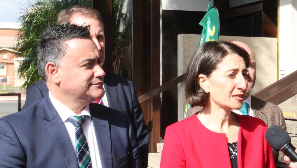 Deputy Premier John Barilaro and Premier Gladys Berejiklian in Broken Hill. 