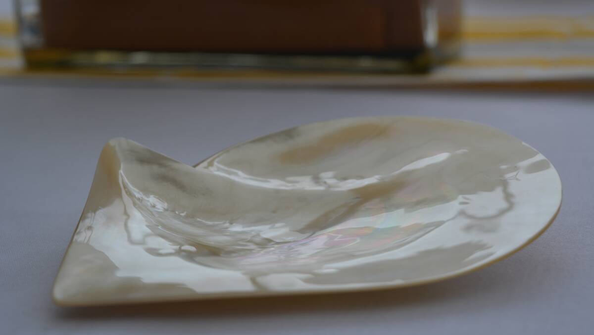 Polished oyster shell.
