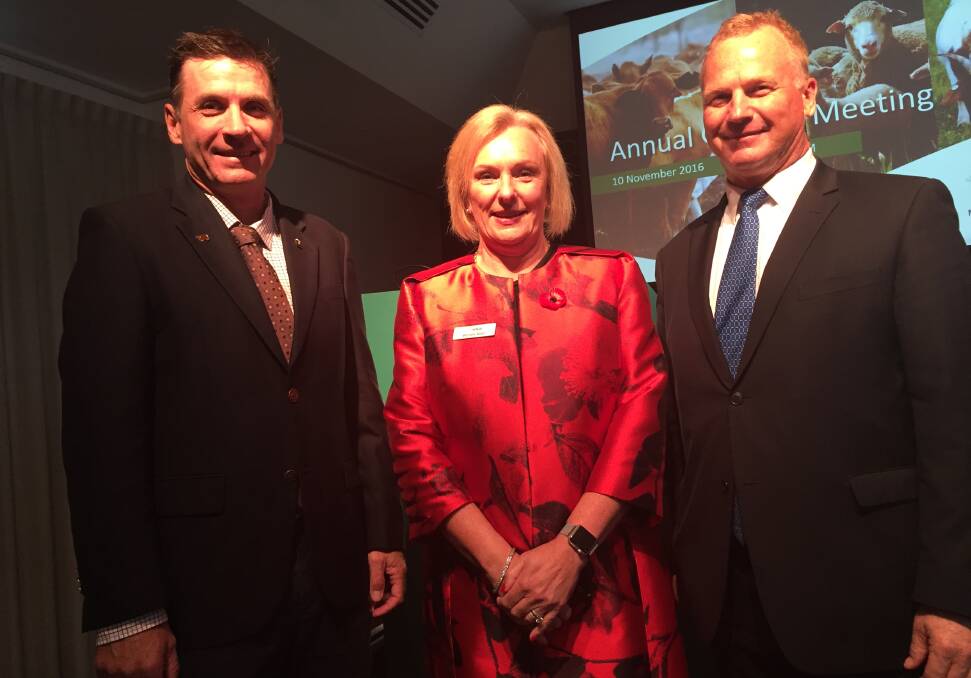 Meat and Livestock Australia directors George Scott and  Allister Watson with chair Michele Allan.