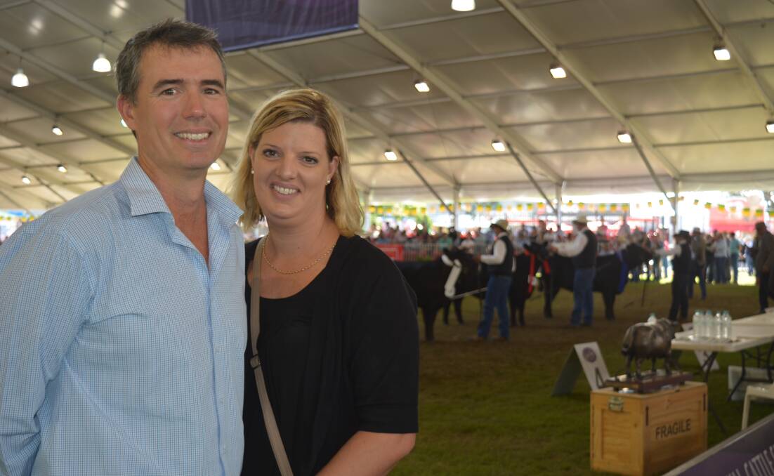 Western Australias Selga and Steve Beckwith, who run cattle alongside horticulture interests, at this year's Sydney Royal Angus ring. 