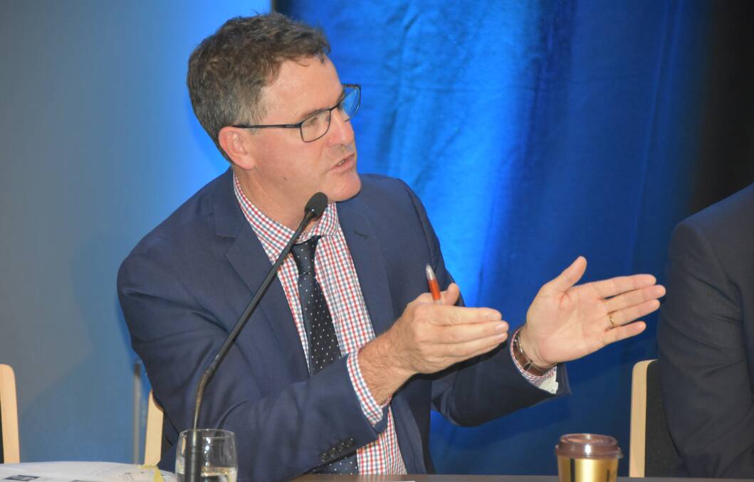 WAY FORWARD: Australian Farm Institute executive director Richard Heath speaking about Australian ag's sustainability credentials at this year's ABARES Outlook conference in Canberra.