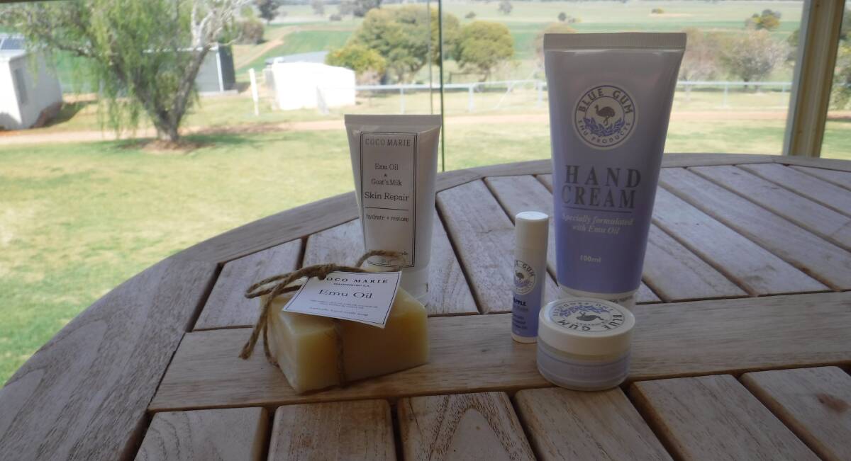 A small selection of the products made available from the emu farm at The Rock, which processes 200 to 300 birds a year.