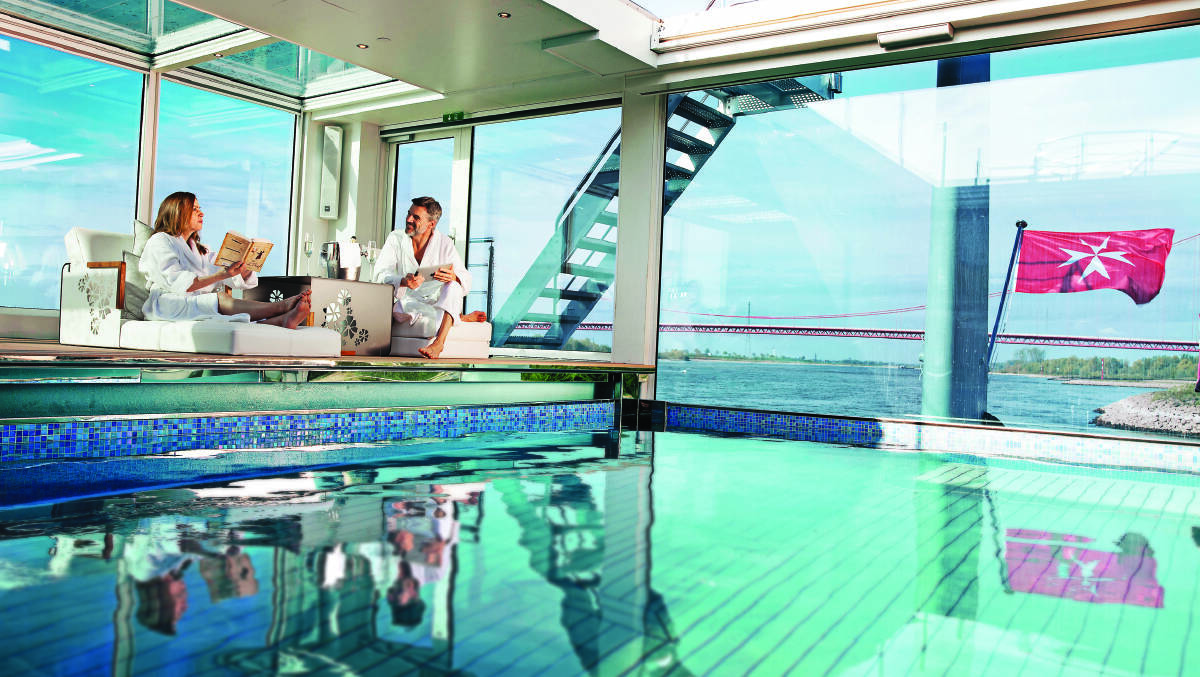 The onboard pool on Evergreen’s award-winning Emerald "Star Ships".