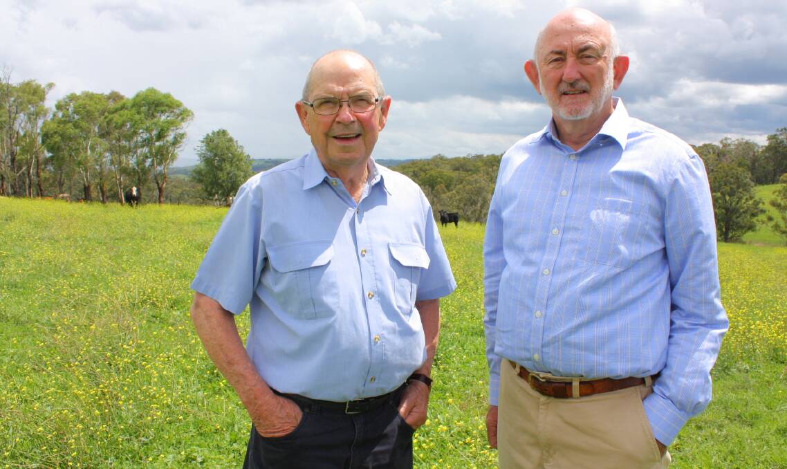 
Former AMLC partners, Dick Austen and newly-honoured Bruce Standen AM, at Mr Austen’s Hartley property, “Karingal”.