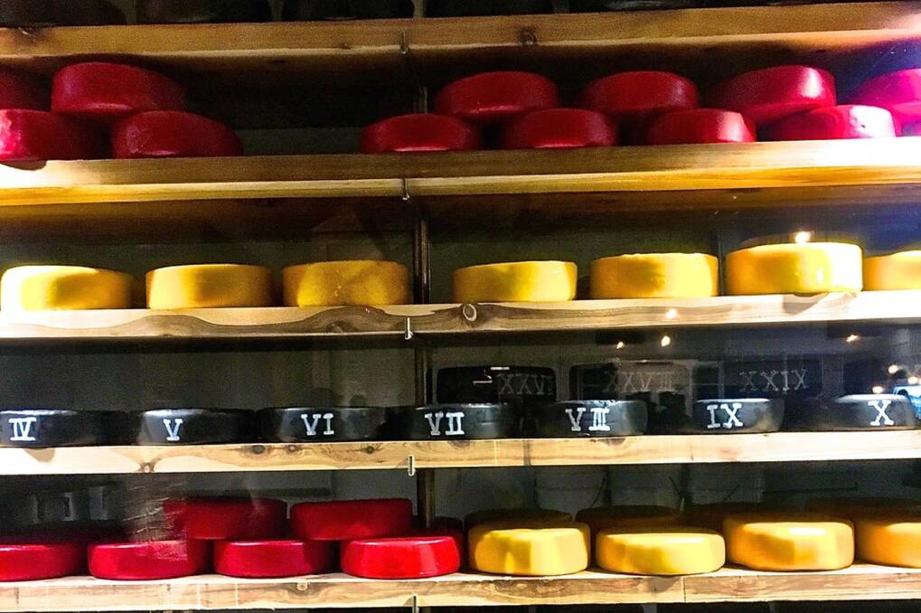 An array of cheeses are laid out in the new Coolamon Cheese Factory behind glass in thermostatically controlled cabinets. They're proving very popular.