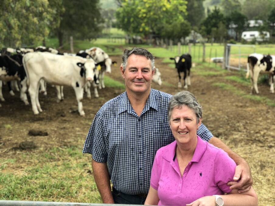 Gavin and Karina Moore at home on their Glenmore operation in the Sydney basin, where they milk Holstein cows and produce more than 1.8 million litres of milk a year.