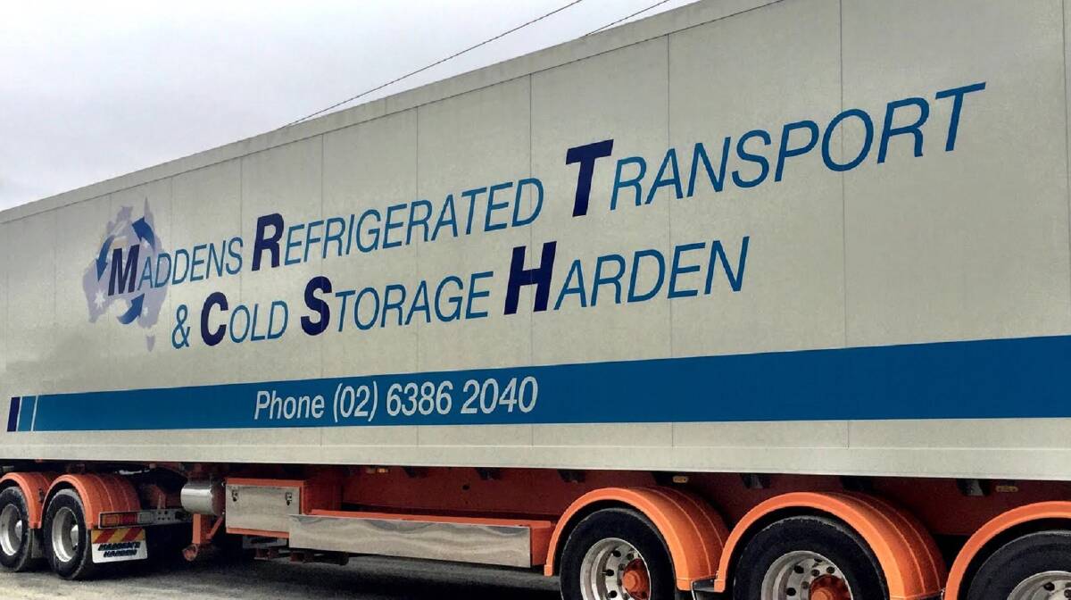 Tony Madden, Managing Director of Madden's Refrigerated Transport at Harden, has 24 refrigerated semi-trailers moving perishable foods 24 hours every day of the year.
