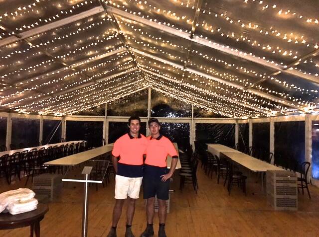 White Top Venues erect marquees with high-tension roof liners which hold 150 people on off-site locations. "Dirty Workx provides a reliable team for all our projects from Sydney to south of Melbourne," said managing director Josh Walsh. Photo supplied.