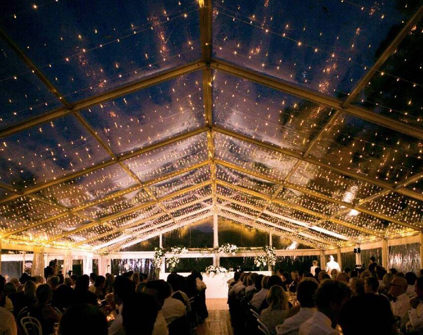 The high tension roof lining of the White Top Venue marquees have the option of different types of lighting, and can seat up to 450 people. "We can erect these marquees in paddocks, next to rivers or really isolated locations," Josh Walsh, managing director said. Photo supplied