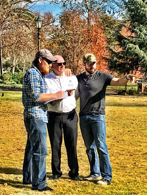 Organisers of the Veterans Health and Fitness Expo in October, Jason Frost, Don Donnelly and Brad Fewson, on-site in the Victory Gardens, Wagga Wagga. Photo by Pennie Scott.