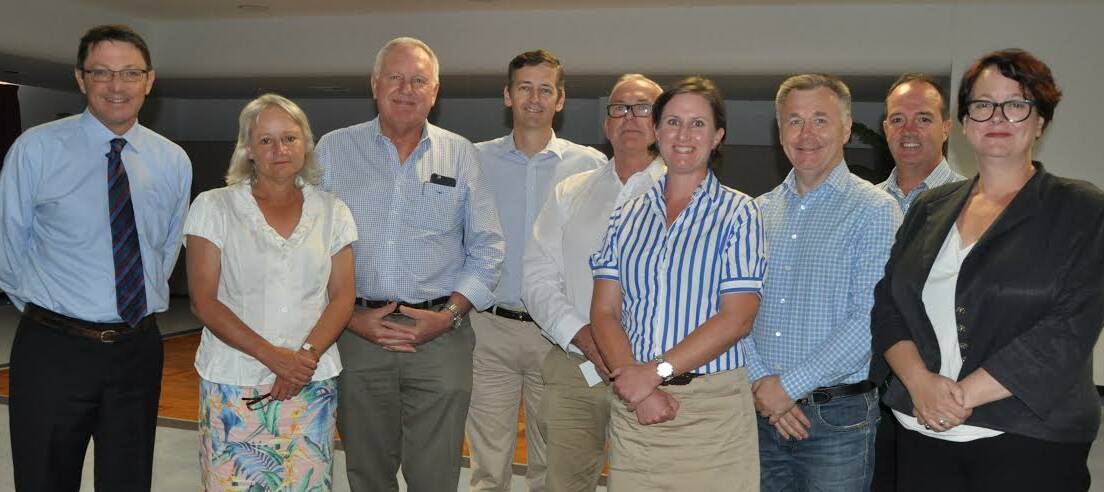 Attending the NSW Water hearing in Deniliquin on 28 February, were Scott MacDonald (Liberal), Louiise Burge (Deputy Chair Murray Valley Private Diverters), Rick Colless (National), Matthew Mason-Cox (Liberal), Graeme Pyle (Chair Southern Riverina Irrigators), Shelley Scoullar (Chair West Berriquin Irrigators), Mick Veitsh (Labour), Paul Green (Christian Democrats) and Penny Sharpe (Labour). Photo: Deniliquin Pastoral Times.