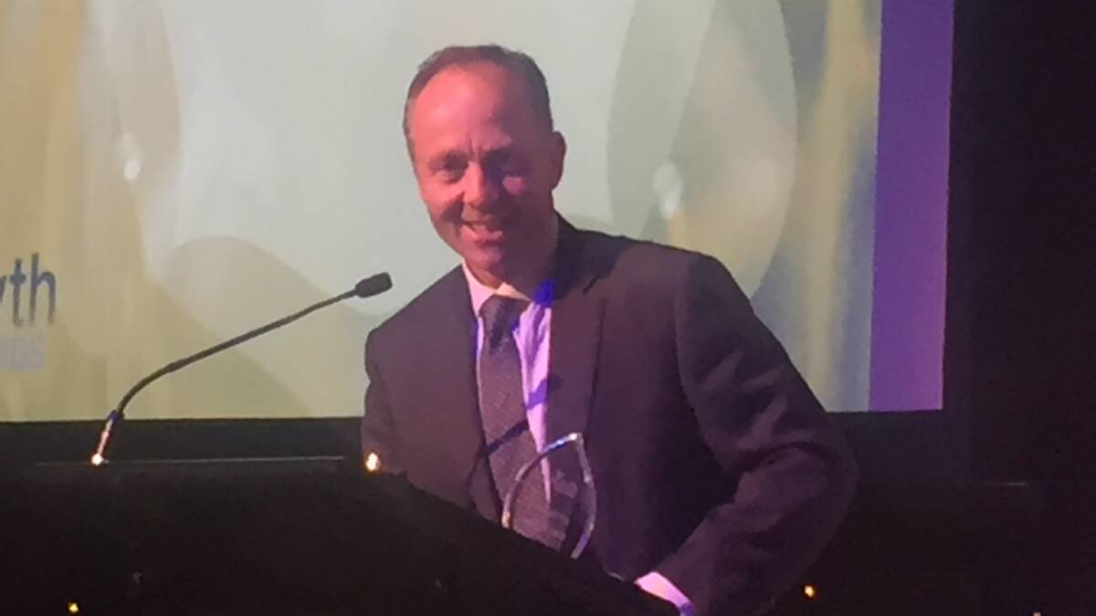 WA grower Mic Fels accepts the grower productivity award at the Syngenta Growth Awards last Thursday.