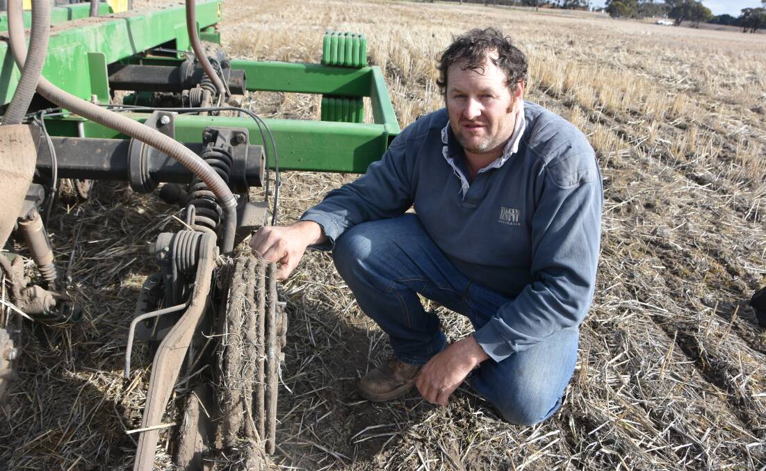 Brad Jenkinson, planting for Warracknabeal district farmer Bernard Lindsay, says the RFM NT coil whee system had done well in self-cleaning and allowing him to plant with a disc seeder in damp conditions.