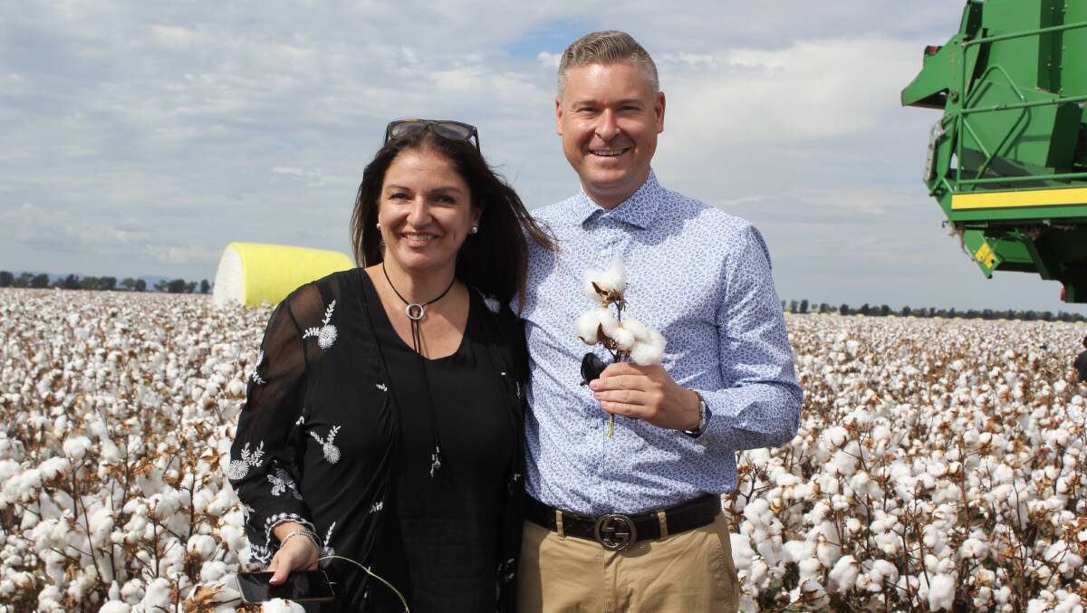 Target's head of design and quality Anna Milner and business manager, head of menswear and intimates Neil Ainsworth loved learning more about the cotton industry in the North West. Mr Ainsworth is sporting a $29 business shirt, made with 100 per cent Australian cotton.