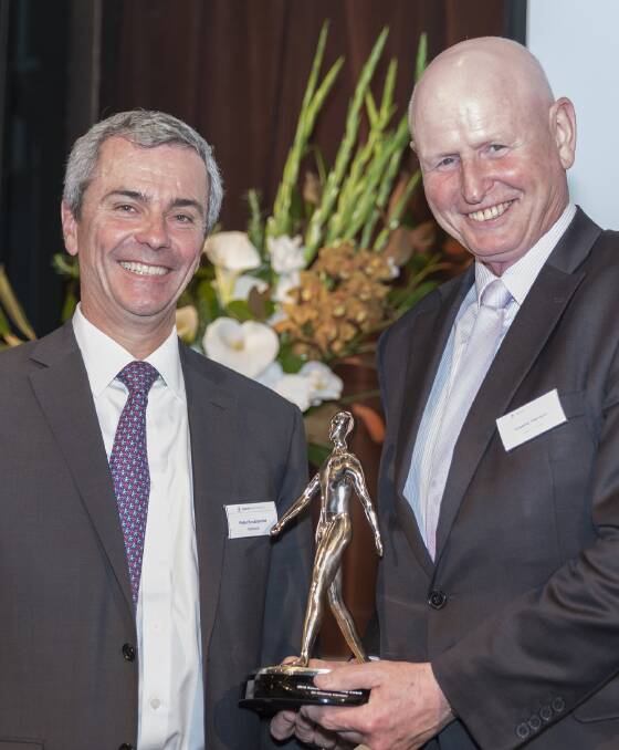 Rabobank Australia and New Zealand Group managing director Peter Knoblanche, with winner Sir Graeme Harrison, Wakanui, South Island, NZ.