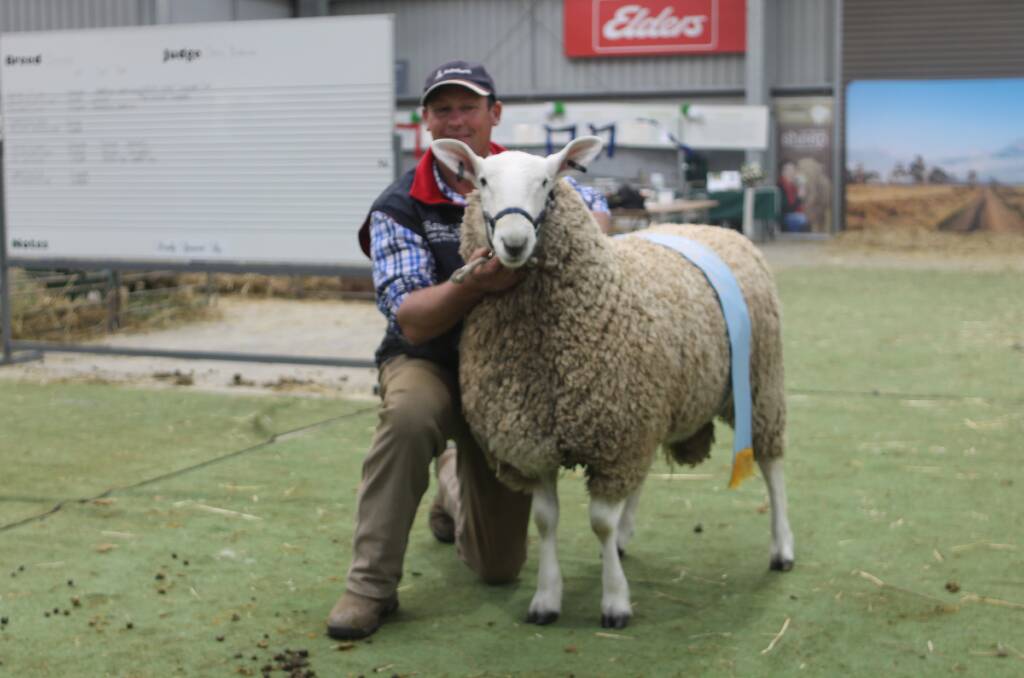 BORDER LEICESTER: Bauer's Jamie Buerckner, Ariah Park, NSW, with the Supreme champion Border Leicester, a ram. PHOTO: Andrew Miller.