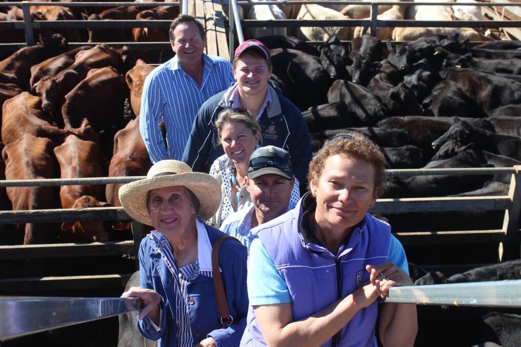 Graham, James Vicki and Christine Gall, Dawson River Pastoral Co, with Tammy and Paul Vidler, Injune, at today's special sale. 