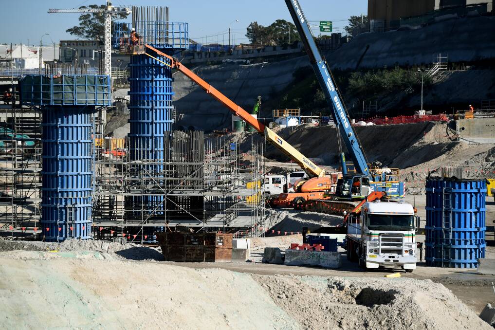 Construction work at the WestConnex New M5 St Peters interchange in Sydney. Photo by AAP.