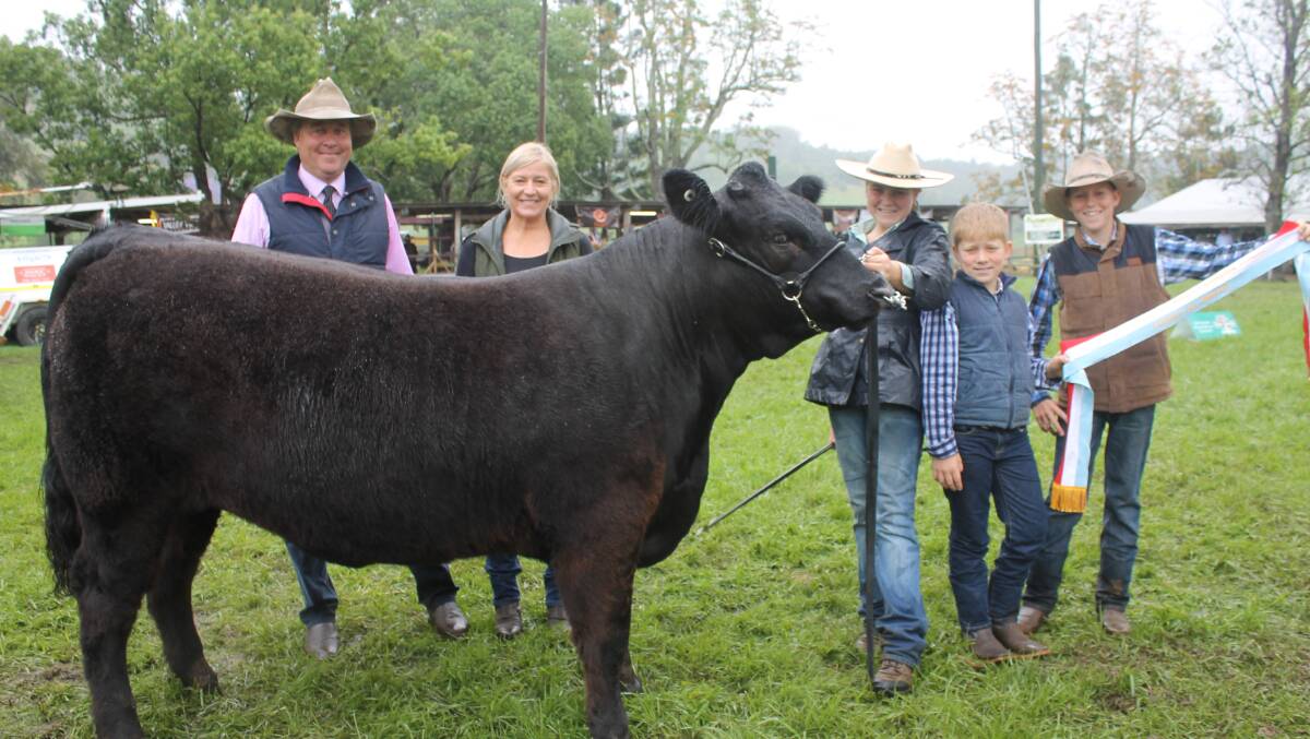 The Perkins family (Corndale) with their Limousin all-breeds junior champion female, Oakvale Maddy.
