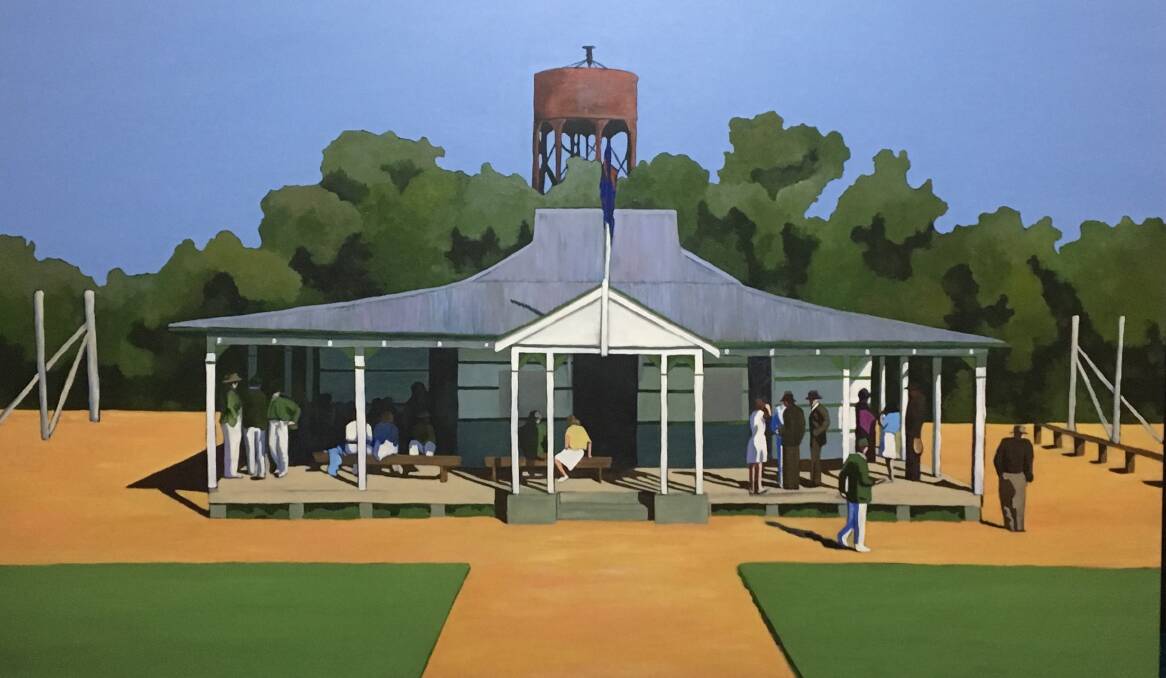 Smashing Day Out, based on the Coonamble tennis club, is part of the A Sporting Chance exhibition at the Moree Gallery.