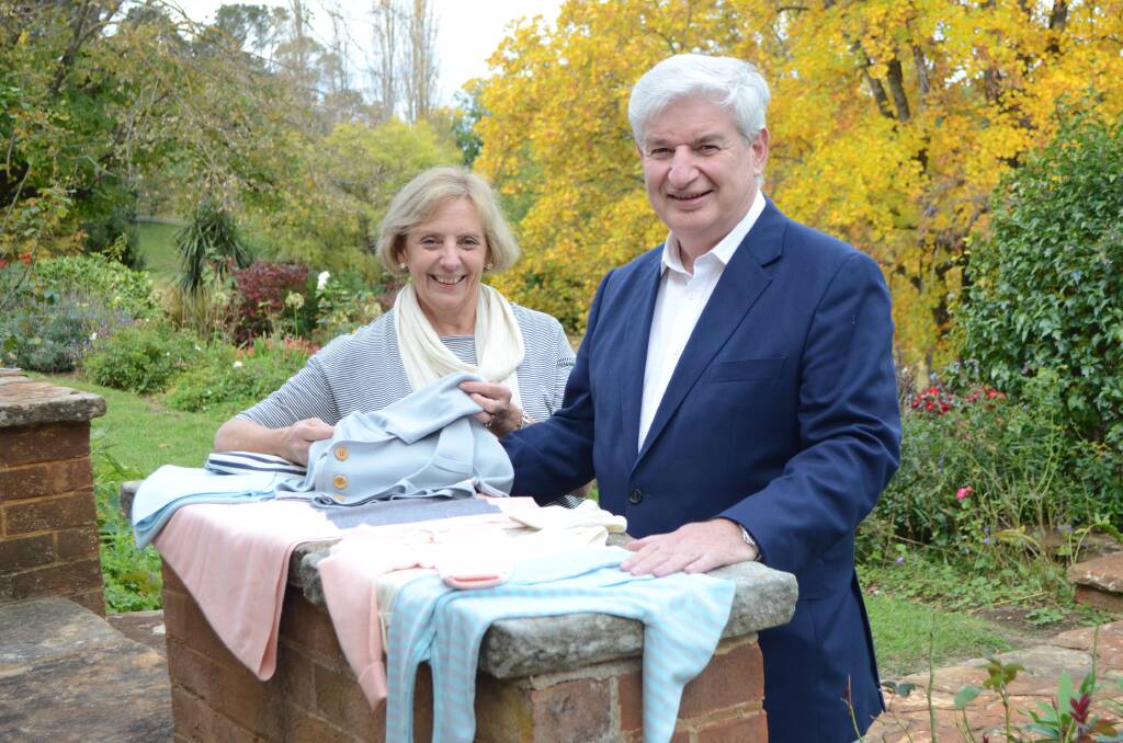Alison and Philip Attard with some of the henry and grace baby and maternity range officially launched at "Gostwyck", Uralla, last week.