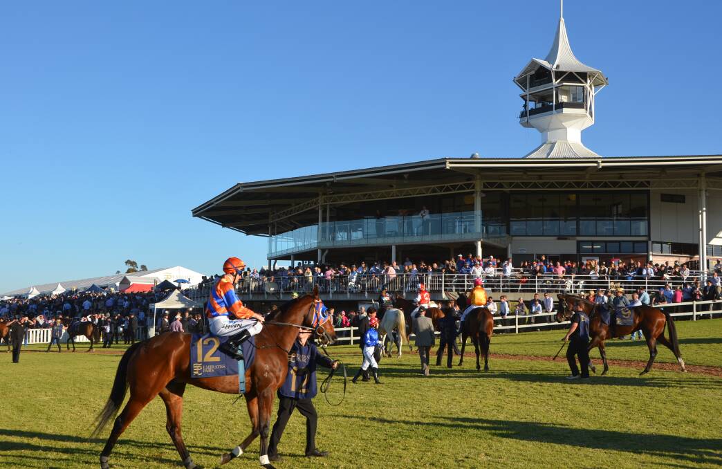 Horses parading prior to a race in front of the crowd at the Scone Race Club’s state-of-the art racecourse facilities. Photo by Virginia Harvey
