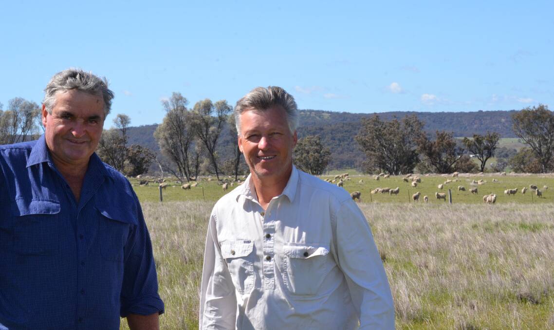 Hunter Valley Combined Wild Dog Association chair Craig Murphy and woolgrower James Munro at "Gundibri", Merriwa.