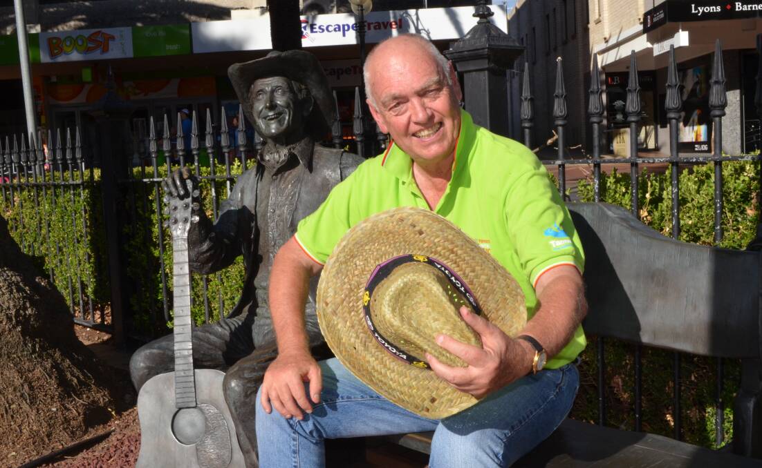 Tamworth Regional Council country music and events manager Barry Harley, pictured at the Smoky Dawson bench, is gearing up for a huge country music festival.