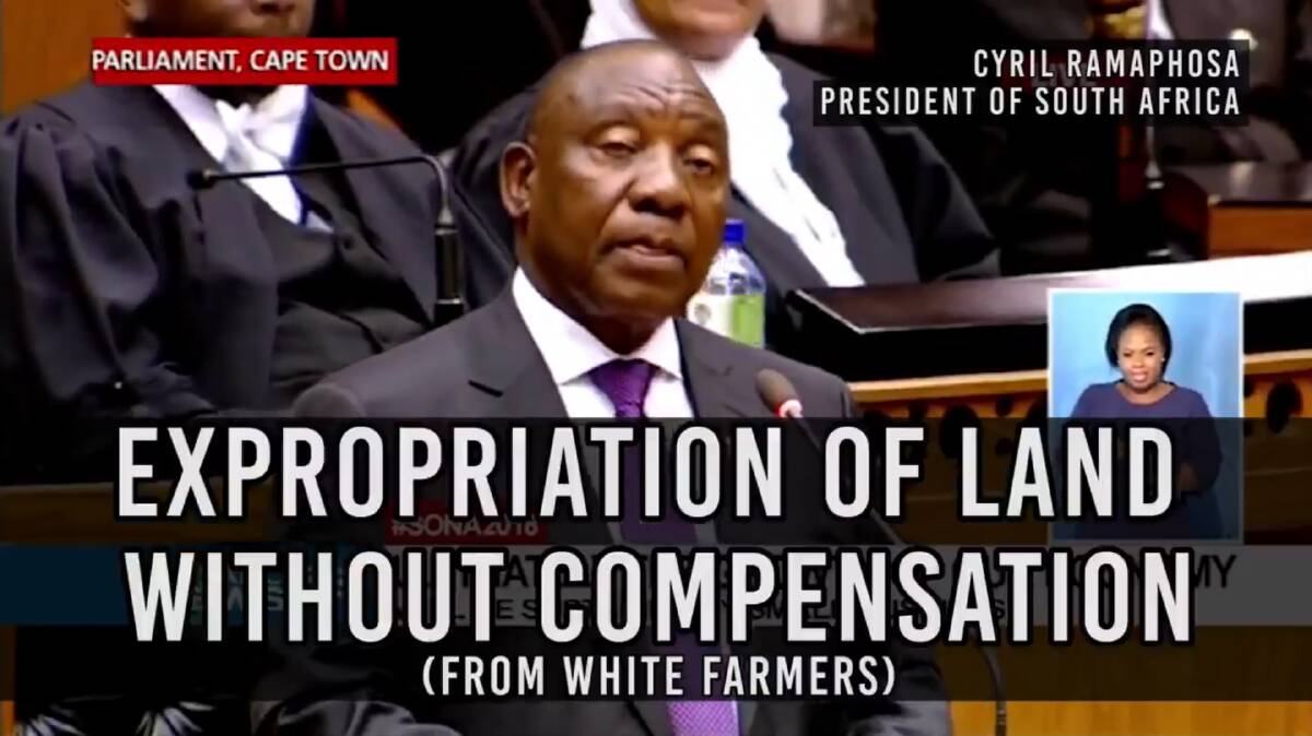 South African President Cyril Ramaphosa giving his first State of the Nation Address recently, speaking about the controversial policy of ‘farm land expropriation without compensation’.