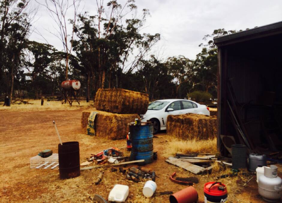 The receivers' car blocked in on Bruce Dixon's farm on Black Friday last year.