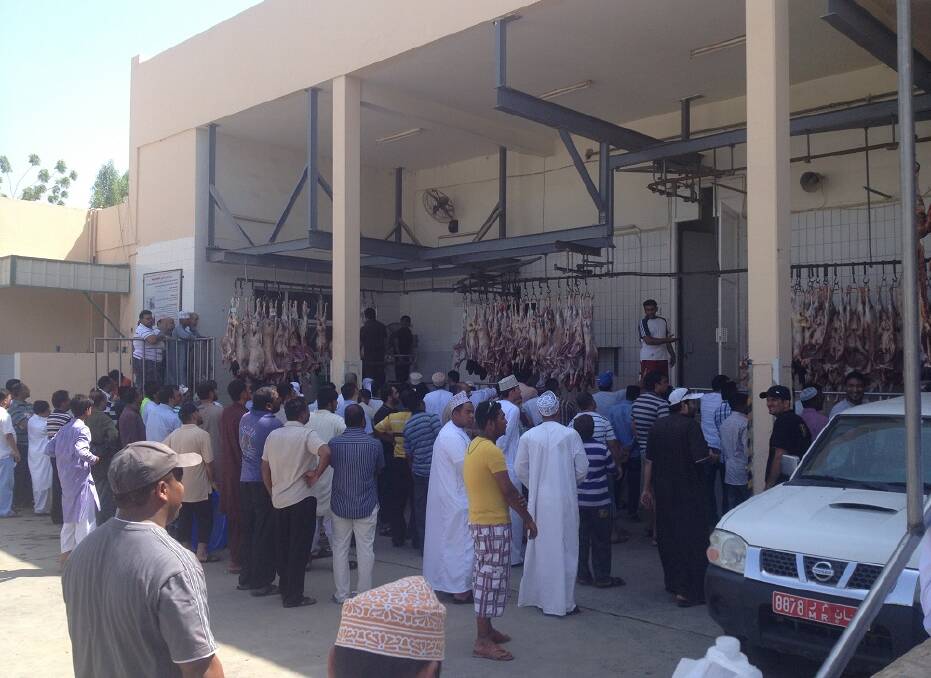 Buyers lining-up during the Eid period for carcass processed under improved welfare conditions.