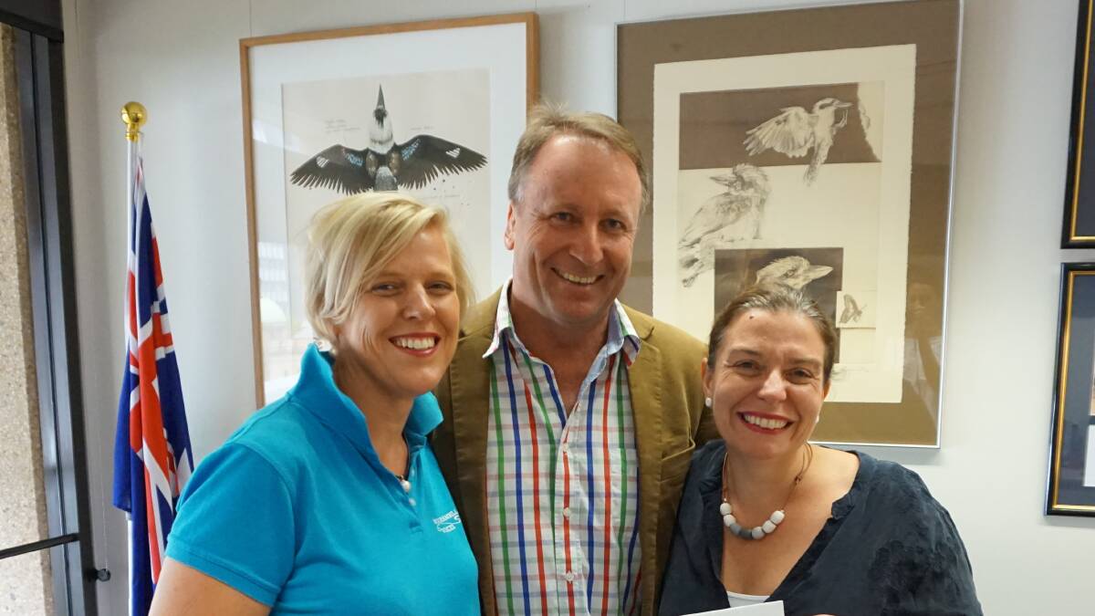  Member for Barwon Kevin Humphries with Moorambilla Voices general manager Dayle Murray (left) and artistic director Michelle Leonard.