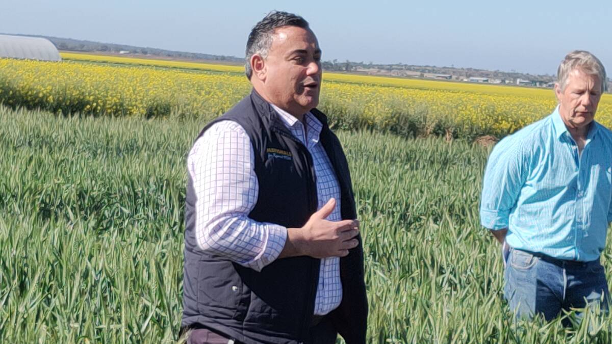 NSW Nationals leader John Barilaro, announcing in September 2020 a $9.4 million state government grant towards a major upgrade of the Narrabri Wheat research Centre.