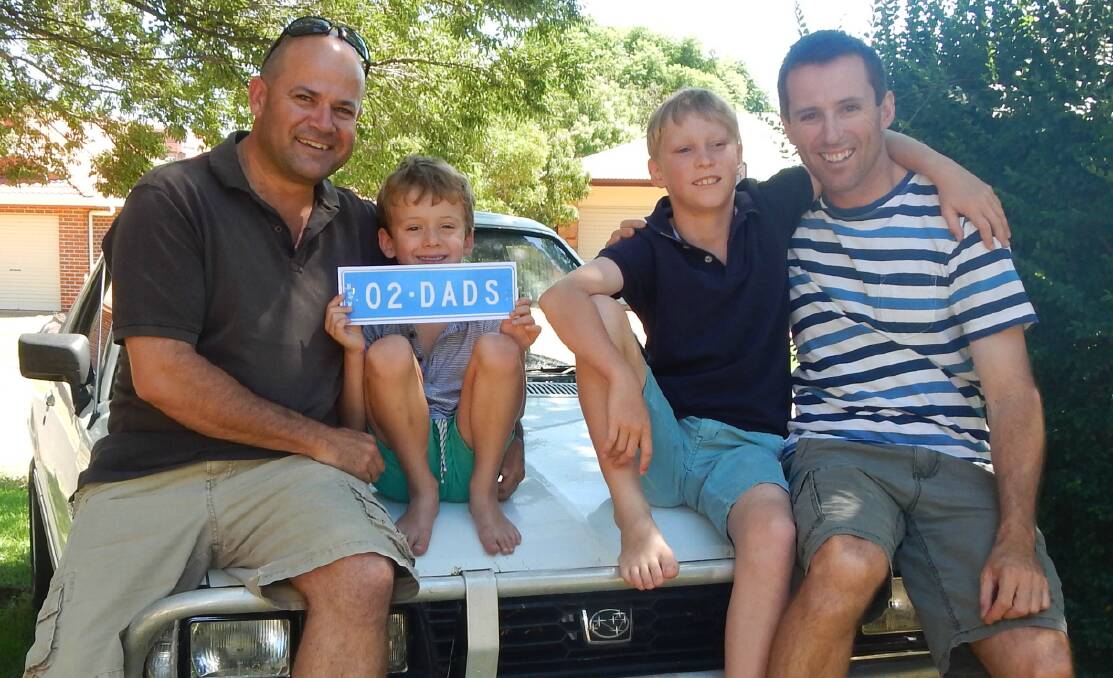 Team Two Dads, David Ward and son Lucas of Dubbo with Derek Blomfield and son, Patrick of Quirindi. The fathers have raised $43,000 in two previous car rallies but this year funds will go to Dubbo Hospital and Western Area Health.