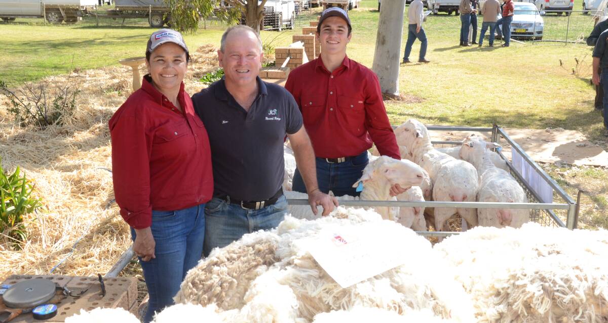Margot Rubie, Kevin Welsh, "Round Range", Eugowra, and Mitch Rubie, with ewe fleeces having commercial value of up to $131.35 for 10.5 kilogram of 18.5 micron.