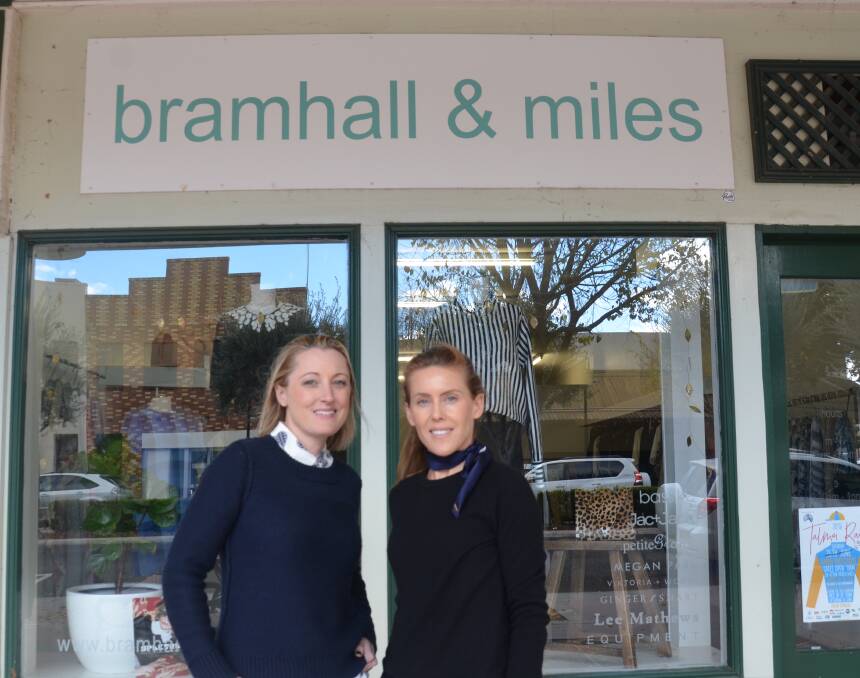 Co owners of Moree boutique Sarah Kirkby and Toy Barwick in front of their store, Bramhall and Miles. 