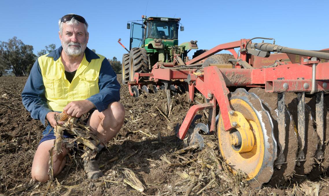 David Holyoake, Dubbo, is ploughing corn stubble to plant canola seed for Taylor Ag and Pastoral. Mr Holyoake hasn't started planting the canola yet, but is hoping to have the planter in the paddock by the end of the week. 